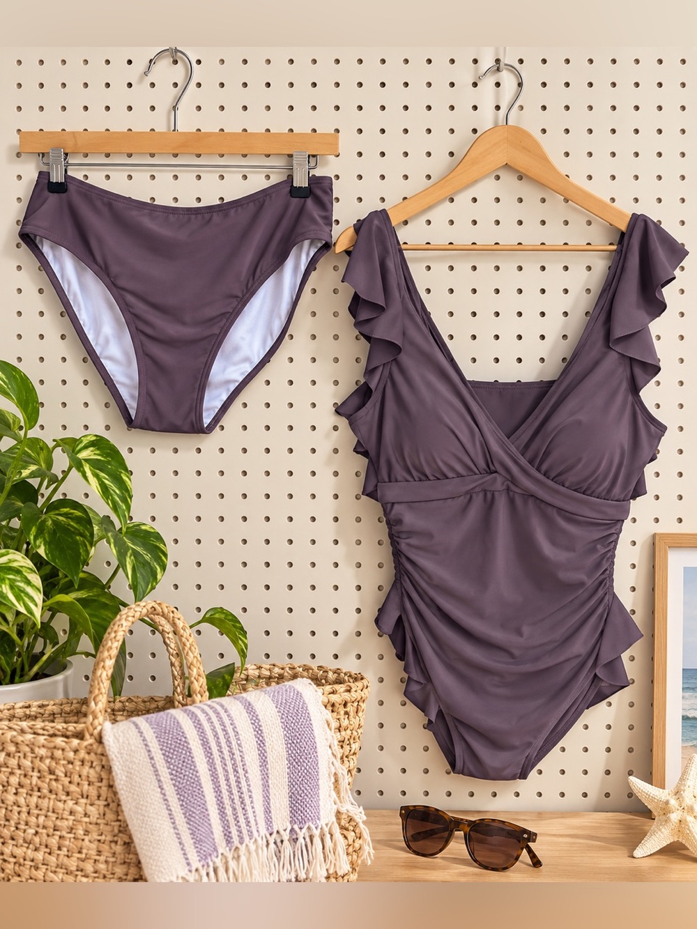 NWT purple ruffle top two-piece swimsuit sz XL [COPY]